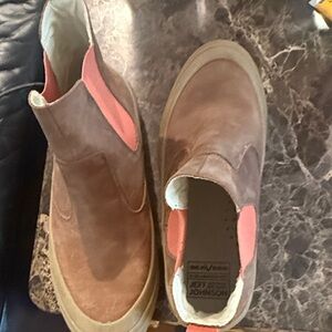SeaVees Brown Suede Slip-On Shoes with Coral Elastic